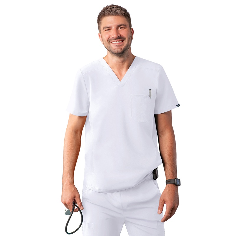 Men's V-Neck Top - A6010 - White