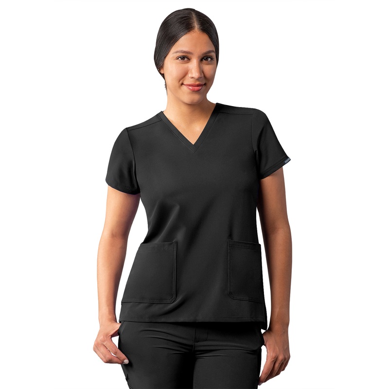 Women's Multi-Pocket V-Neck Top - A6008 - Black