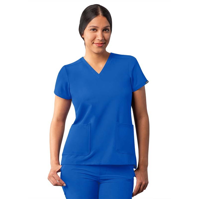 Women's Multi-Pocket V-Neck Top - A6008 - Royal Blue