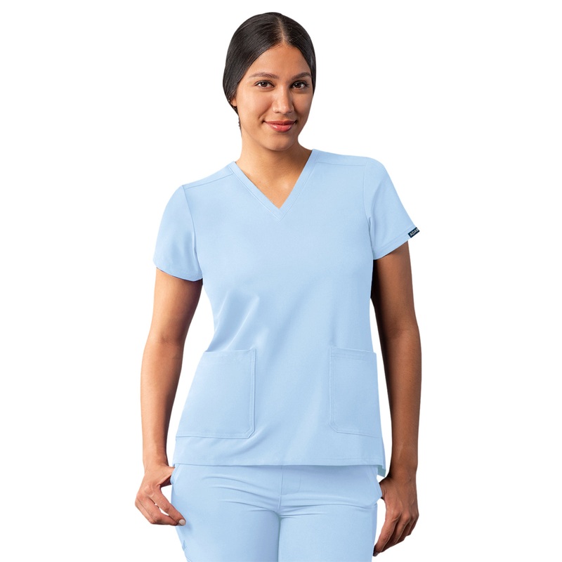 Women's Multi-Pocket V-Neck Top - A6008 - Sky Blue