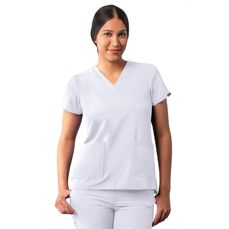 Women's Multi-Pocket V-Neck Top - A6008 - White