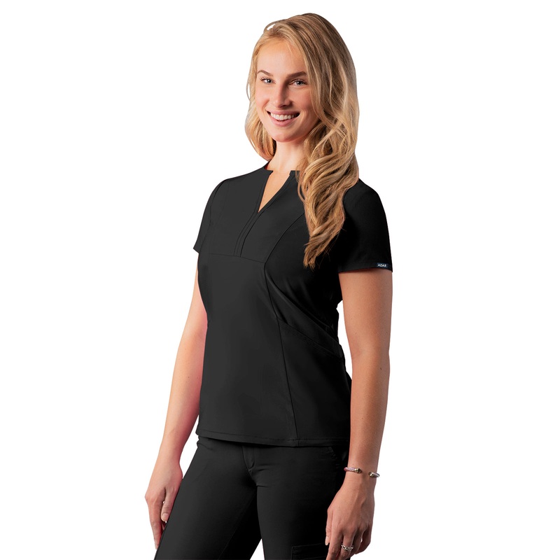 Women's Notched V-Neck Top - A6002 - Black