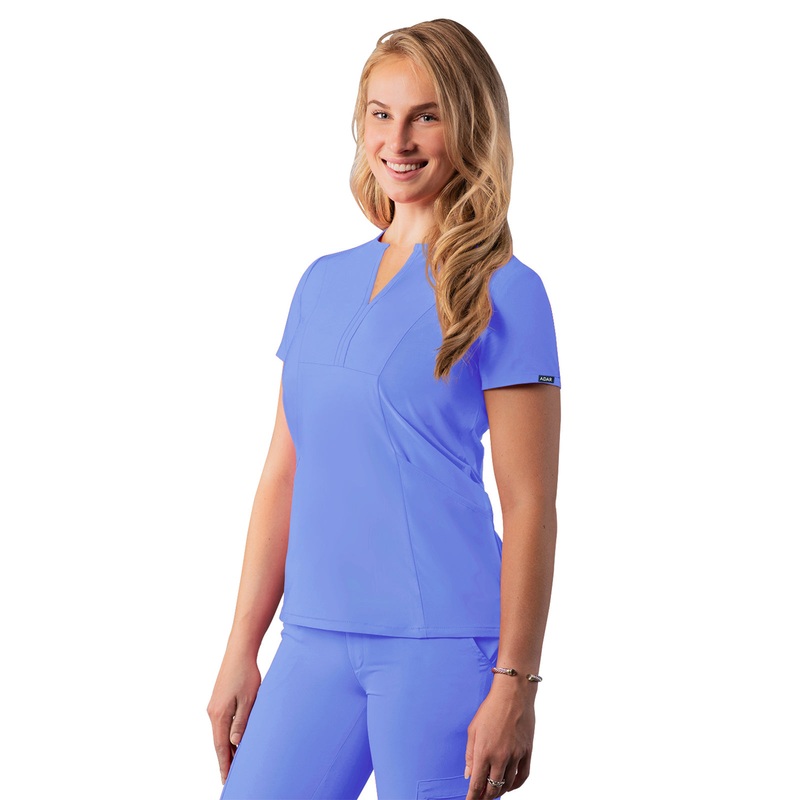 Women's Notched V-Neck Top - A6002 - Ceil Blue