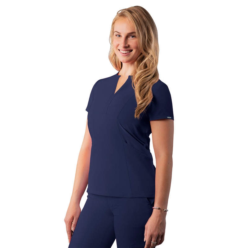 Women's Notched V-Neck Top - A6002 - Navy