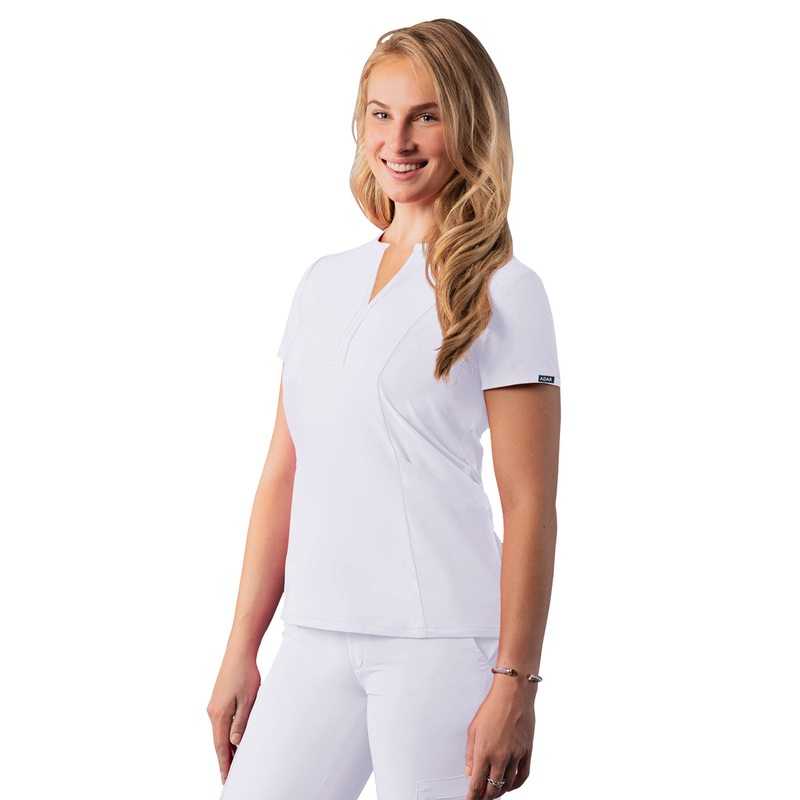Women's Notched V-Neck Top - A6002 - White