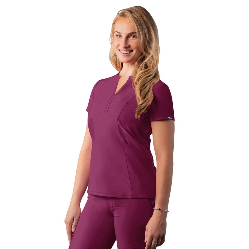 Women's Notched V-Neck Top - A6002 - Wine