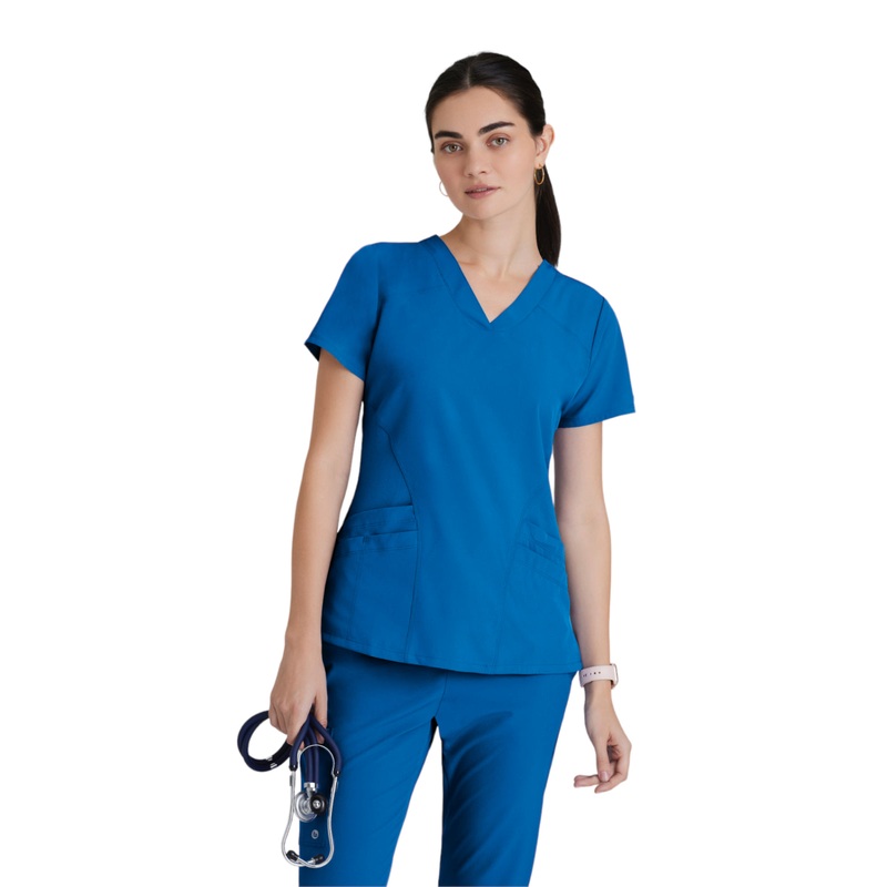 Women's V-Neck Pulse Top - 5106 - New Royal