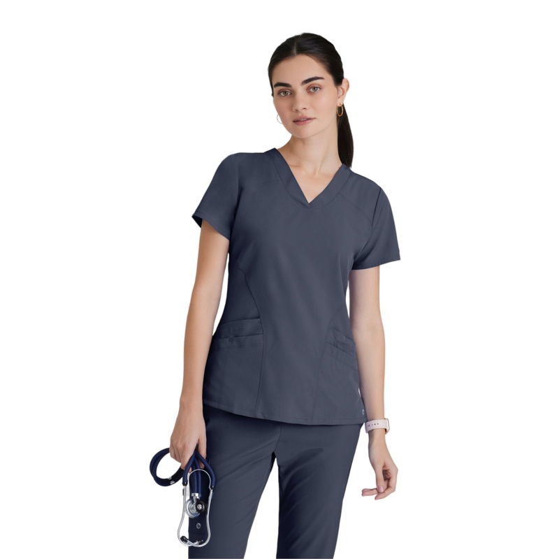 Women's V-Neck Pulse Top - 5106 - Steel