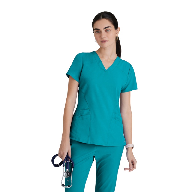 Women's V-Neck Pulse Top - 5106 - Teal