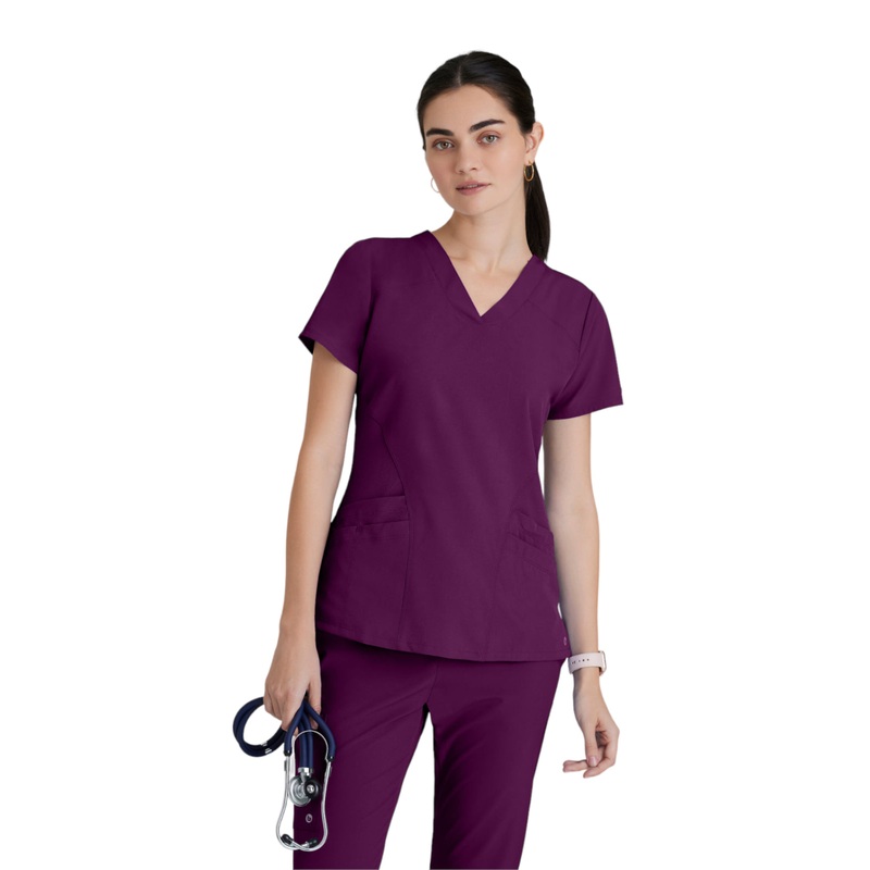 Women's V-Neck Pulse Top - 5106 - Wine