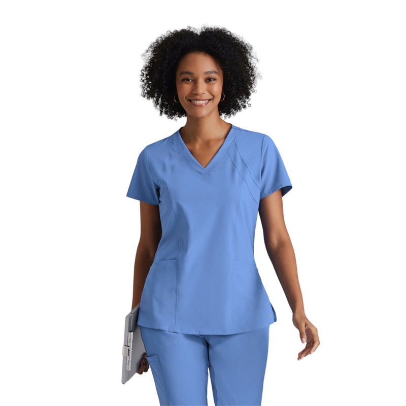 Women's V-Neck Racer Top - 5105 - Ciel Blue