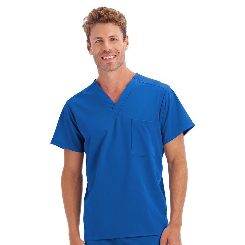 Unisex 1-Pocket V-Neck Top - 2200 - Royal Blue
