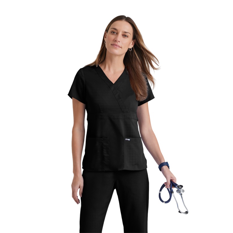 Women's Mock Wrap Riley Top - 4153 - Black