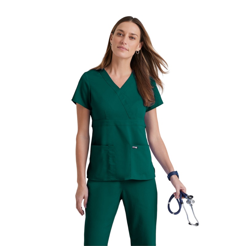 Women's Mock Wrap Riley Top - 4153 - Hunter Green