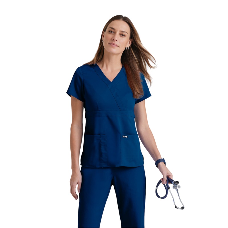 Women's Mock Wrap Riley Top - 4153 - Indigo (Navy)
