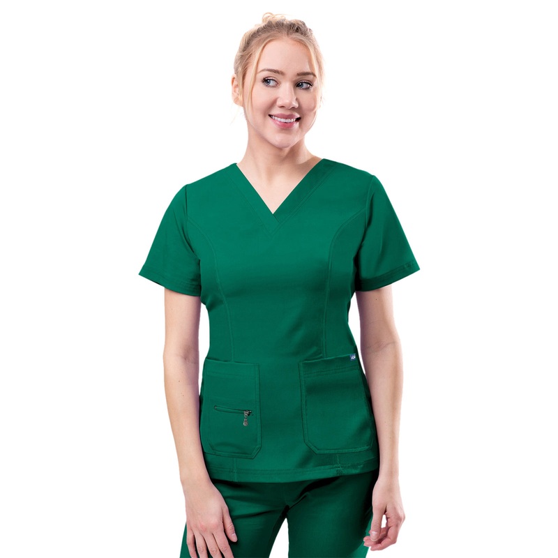 Women's V-Neck Elevated Top - P4212 - Hunter Green