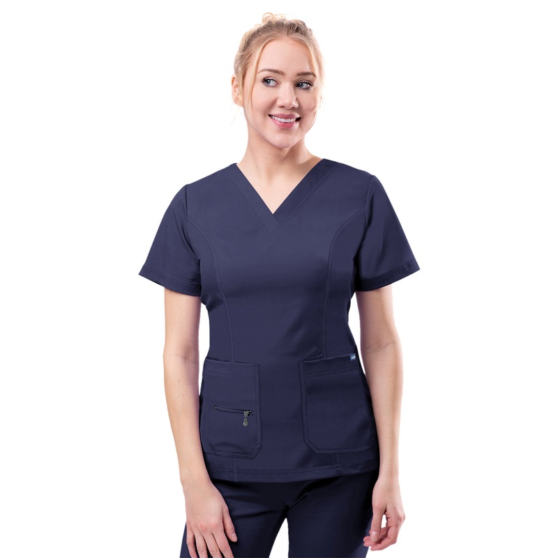 Women's V-Neck Elevated Top - P4212 - Navy