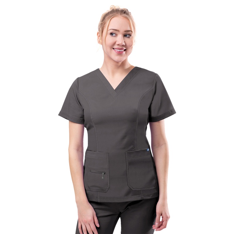 Women's V-Neck Elevated Top - P4212 - Pewter