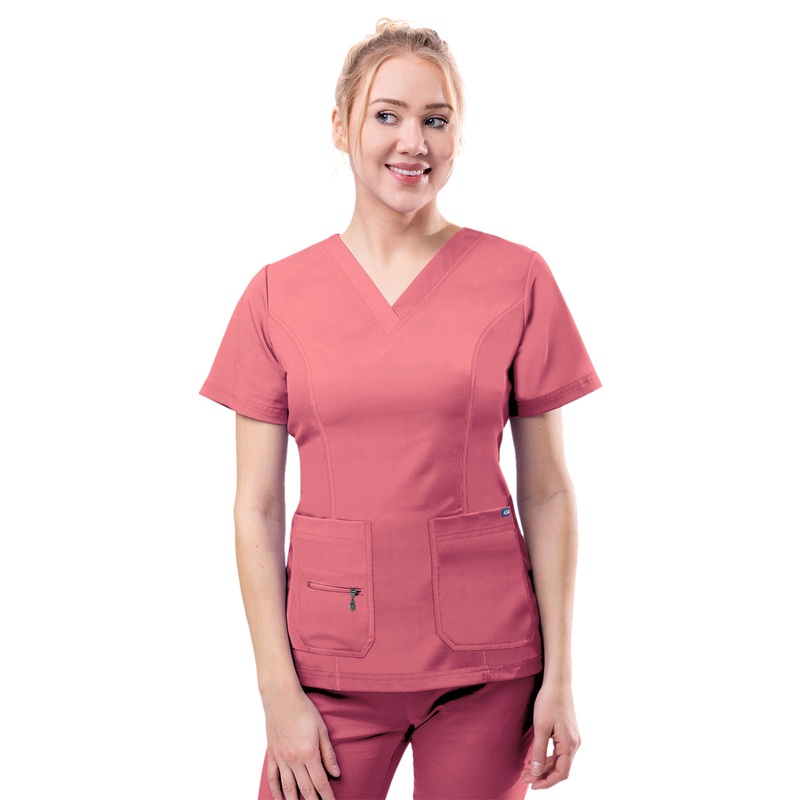 Women's V-Neck Elevated Top - P4212 - Rapture Rose