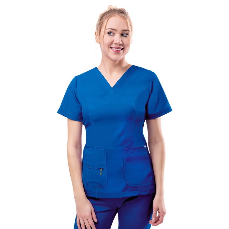 Women's V-Neck Elevated Top - P4212 - Royal Blue