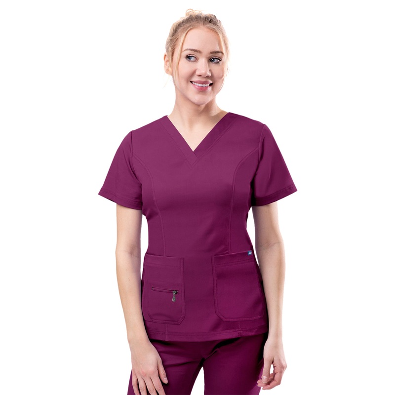 Women's V-Neck Elevated Top - P4212 - Wine