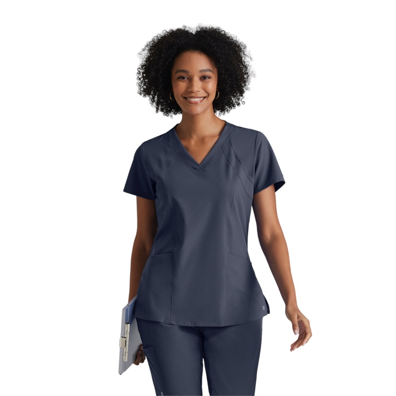 Women's V-Neck Racer Top - 5105 - Steel
