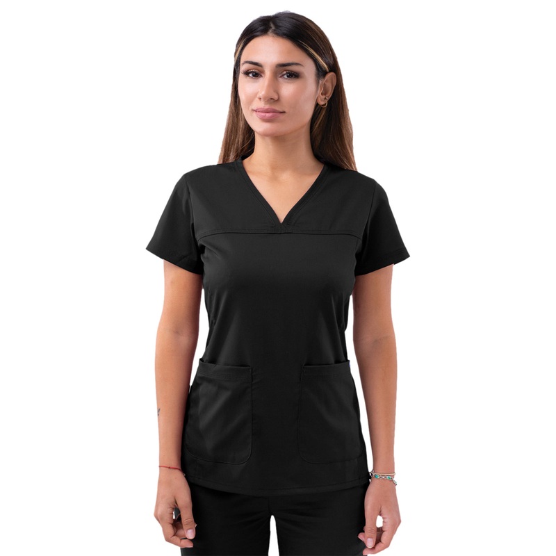 Women's V-Neck Sweetheart Top - P4210 - Black
