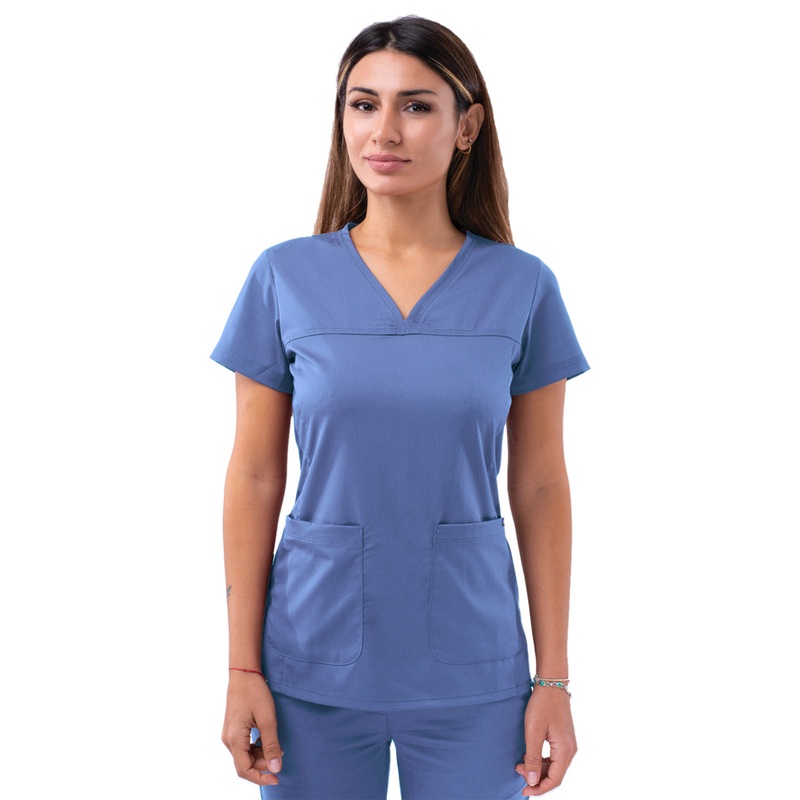 Women's V-Neck Sweetheart Top - P4210 - Ceil Blue