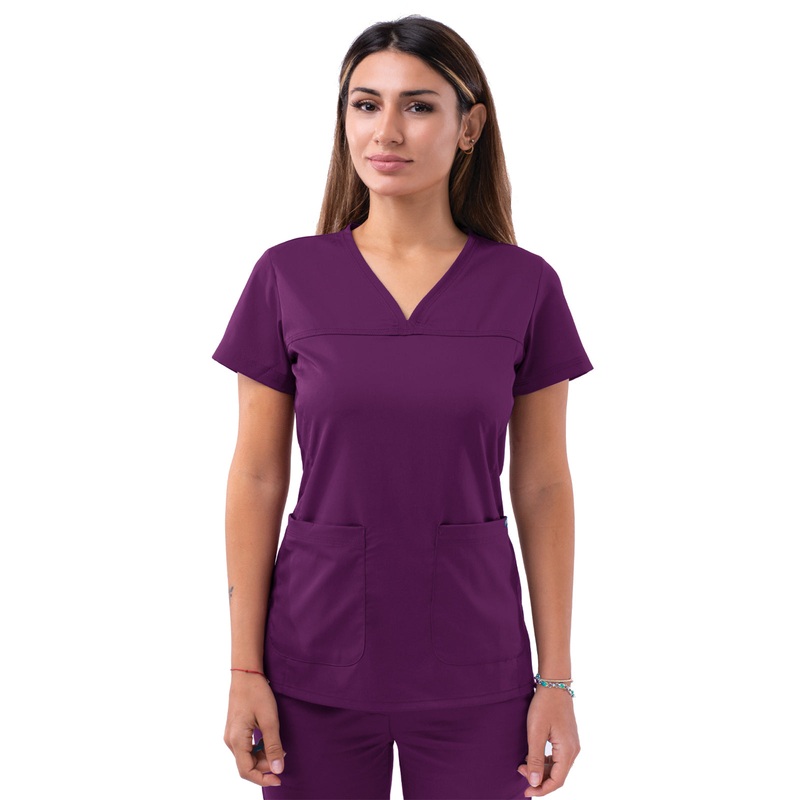 Women's V-Neck Sweetheart Top - P4210 - Eggplant