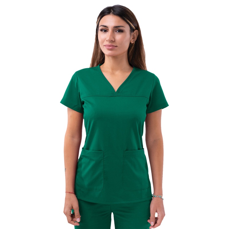 Women's V-Neck Sweetheart Top - P4210 - Hunter Green