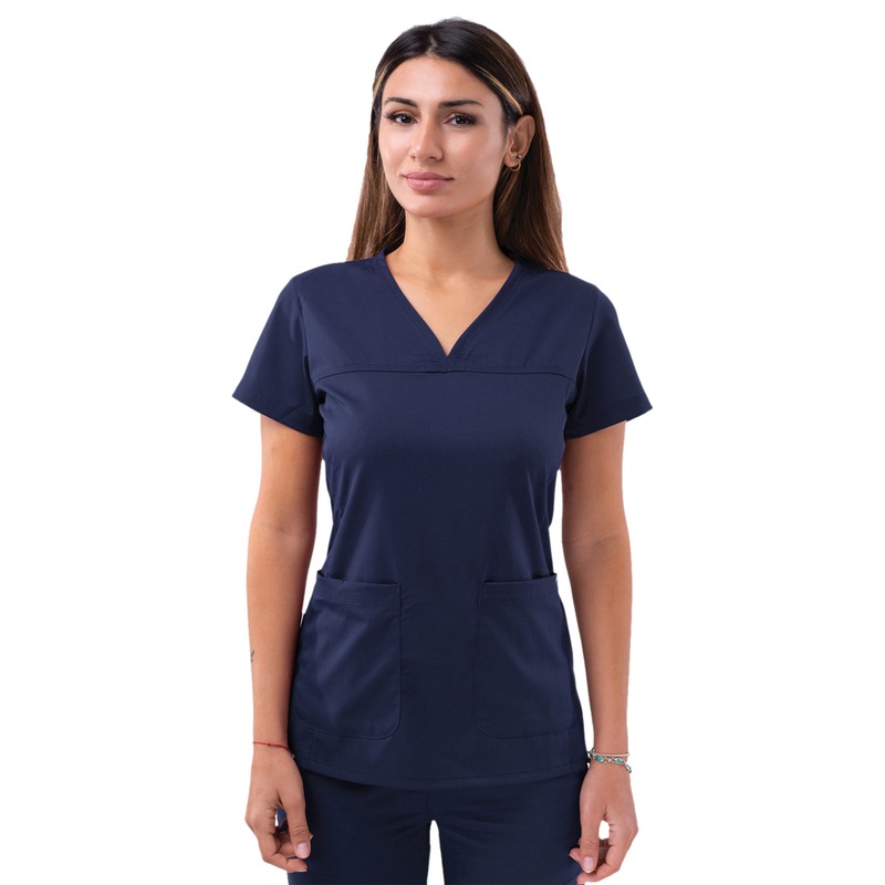 Women's V-Neck Sweetheart Top - P4210 - Navy