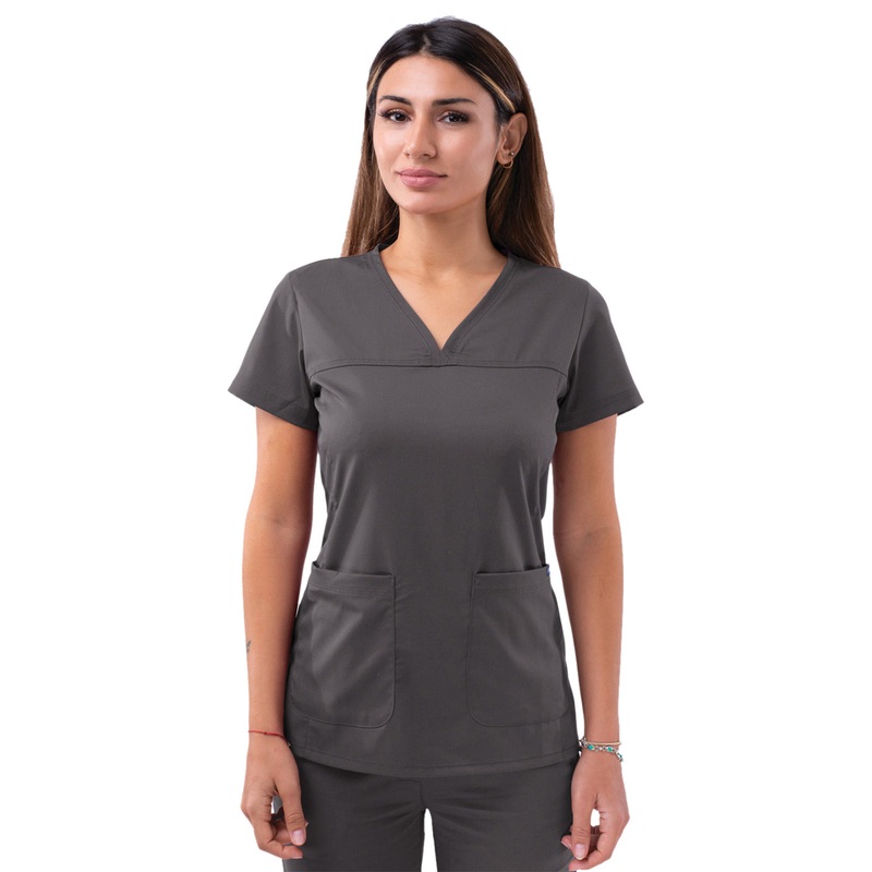 Women's V-Neck Sweetheart Top - P4210 - Pewter