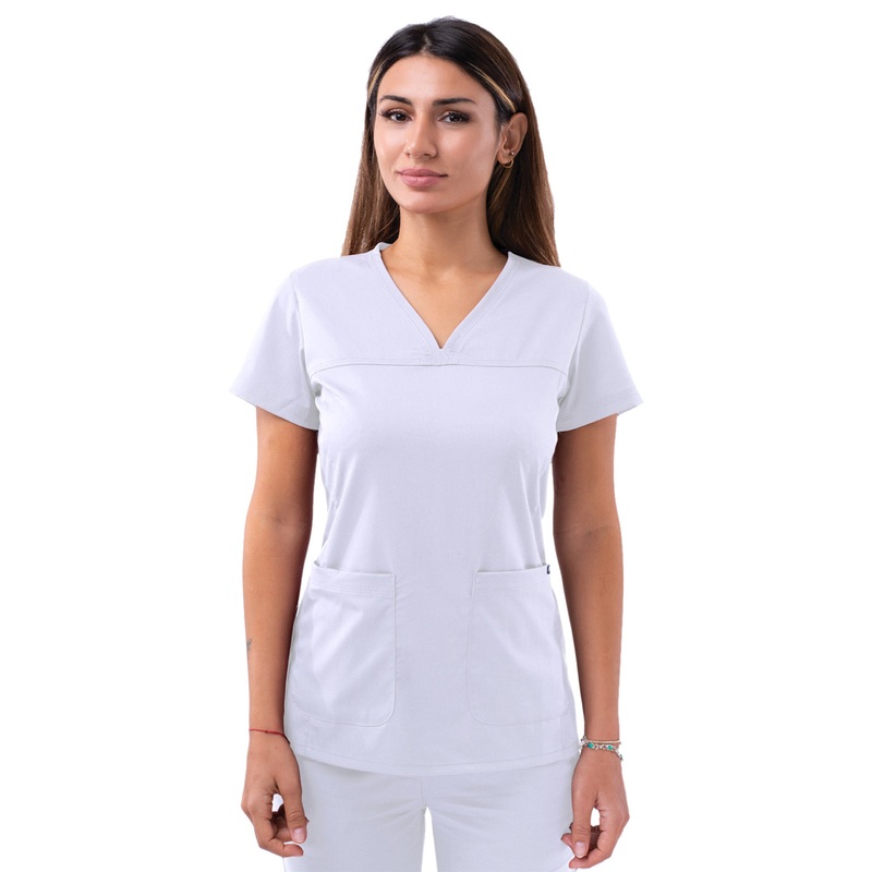 Women's V-Neck Sweetheart Top - P4210 - White