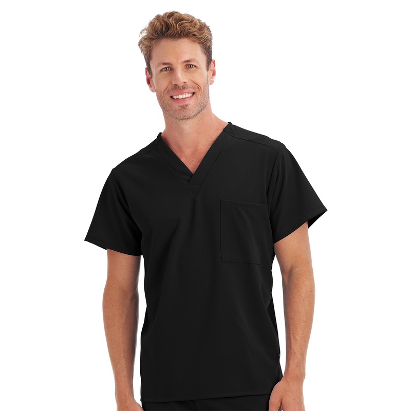 Unisex 1-Pocket V-Neck Top - 2200 - Black
