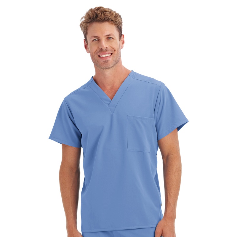 Unisex 1-Pocket V-Neck Top - 2200 - Ceil Blue