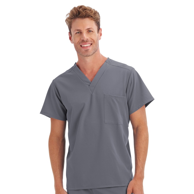 Unisex 1-Pocket V-Neck Top - 2200 - Pewter