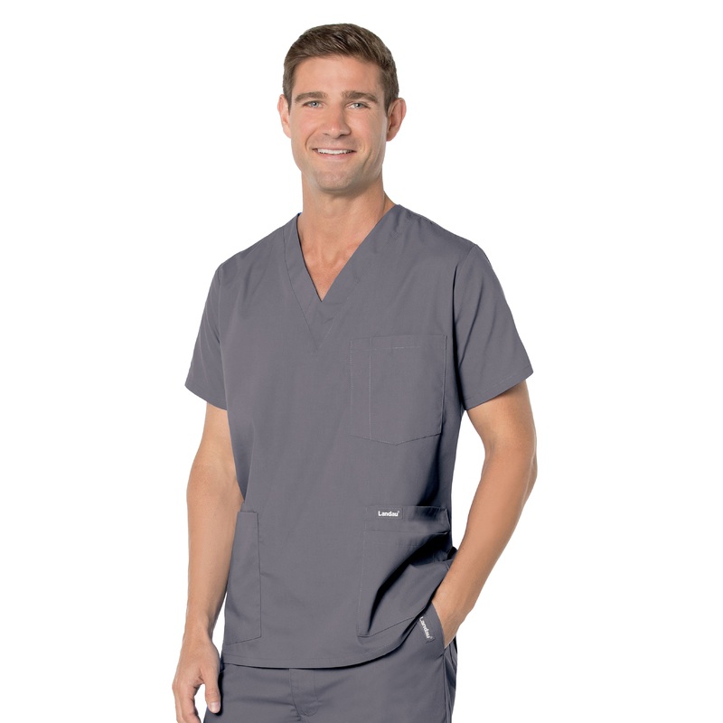 Men's 5-Pocket V-Neck Top - 7489 - Steel Grey