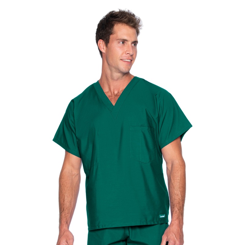 Unisex Reversible 1-Pocket V-Neck Top - 7502 - Hunter Green