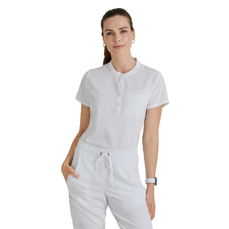 Women's Henley Style Top - BUT163 - White