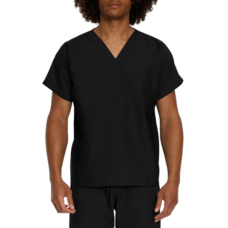 Unisex No-Pocket Tuckable V-Neck Top - LT102 - Black