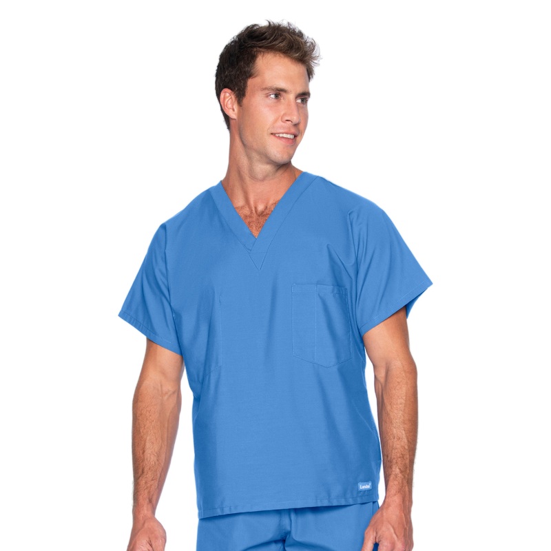 Unisex Reversible 1-Pocket V-Neck Top - 7502 - Ceil Blue