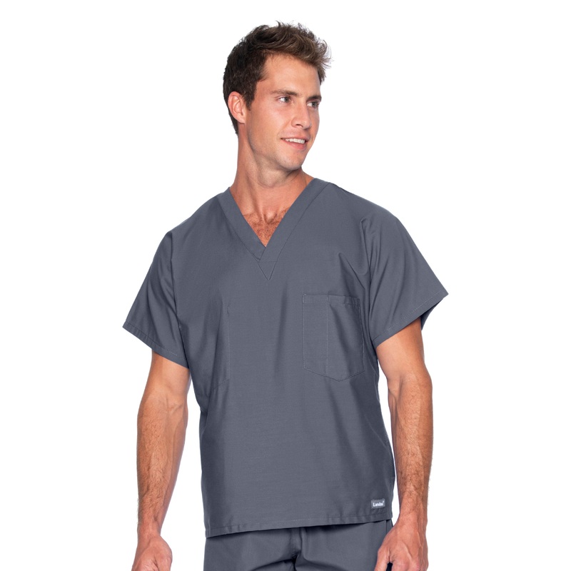 Unisex Reversible 1-Pocket V-Neck Top - 7502 - Steel Grey