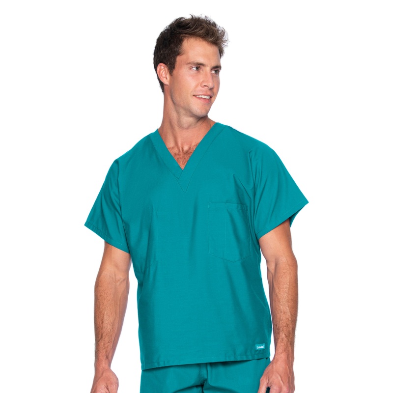 Unisex Reversible 1-Pocket V-Neck Top - 7502 - Teal