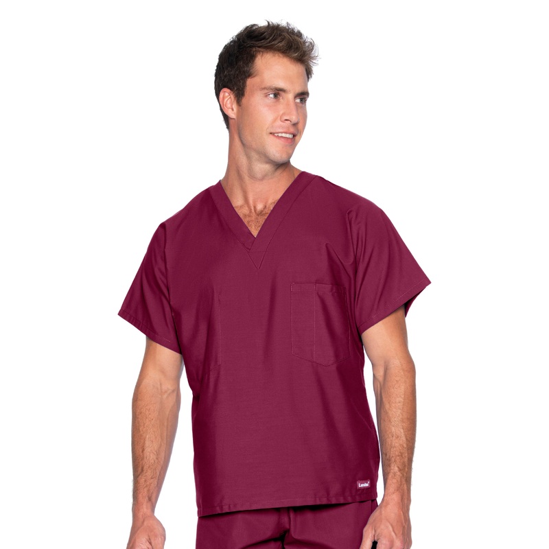 Unisex Reversible 1-Pocket V-Neck Top - 7502 - Wine