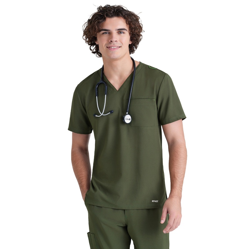 Men's Piped V-Neck Journey Top - GSST179 - Fern