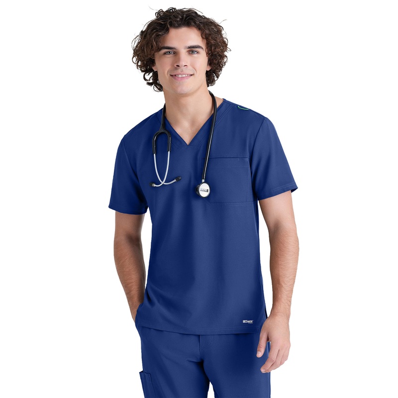 Men's Piped V-Neck Journey Top - GSST179 - Indigo (Navy)