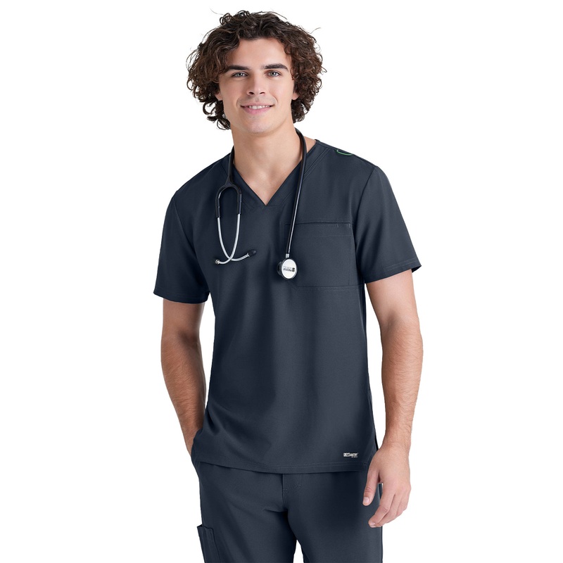 Men's Piped V-Neck Journey Top - GSST179 - Steel