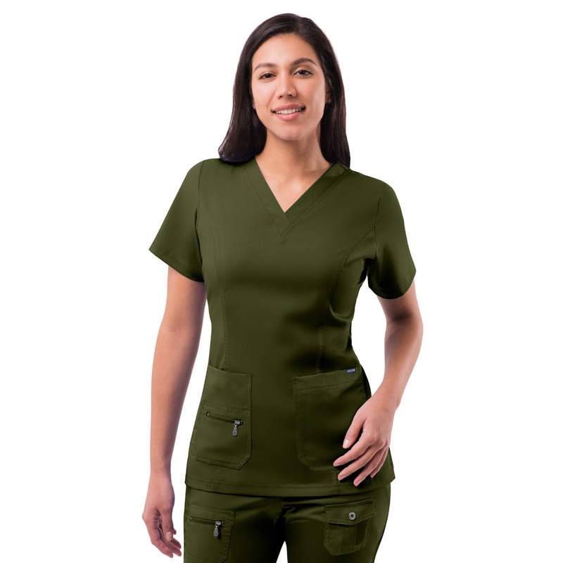 Women's V-Neck Elevated Top - P4212 - Olive