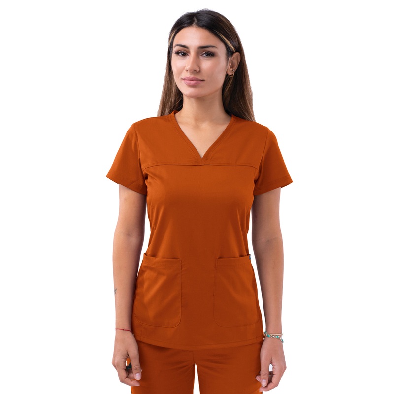 Women's V-Neck Sweetheart Top - P4210 - Cinnamon