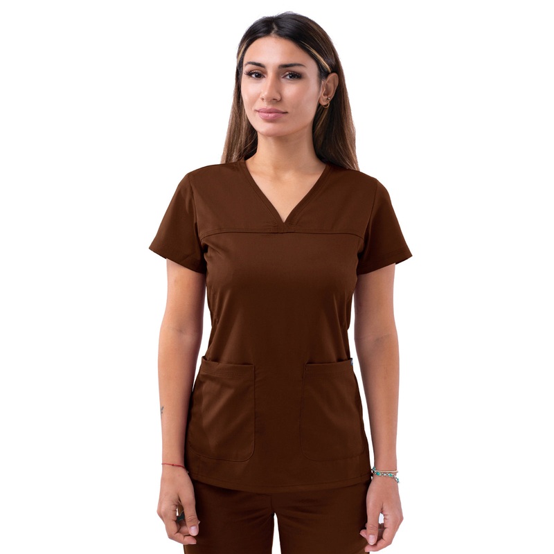 Women's V-Neck Sweetheart Top - P4210 - Coffee